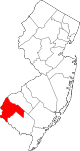 Mapa de Nueva Jersey con la ubicación del condado de Salem