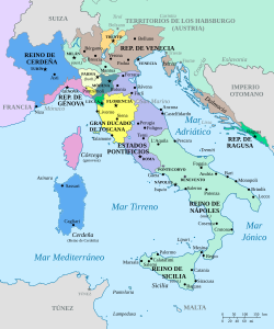 Mapa polityczna Italii 1734-es