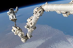 Archivo:STS-114 Steve Robinson on Canadarm2