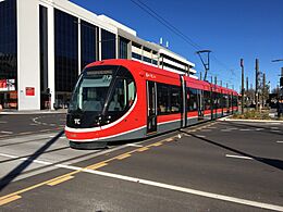 Urbos 3 departing Alinga Street light rail stop