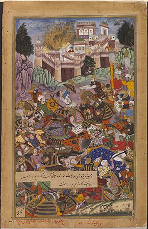 Archivo:1561-The Capture of Fort Mertha in Rajasthan-Akbarnama