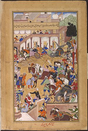 Archivo:1573-Akbar receiving his sons at Fathpur-Akbarnama
