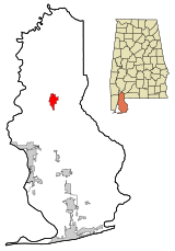 Baldwin County Alabama Incorporated and Unincorporated areas Bay Minette Highlighted.svg