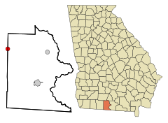 Brooks County Georgia Incorporated and Unincorporated areas Pavo Highlighted.svg