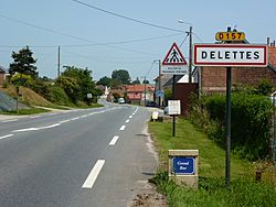 Delettes (Pas-de-Calais) city limit sign Delettes.JPG