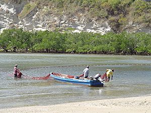 Archivo:Fishermen at Moya beach