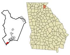 Habersham County Georgia Incorporated and Unincorporated areas Raoul Highlighted.svg