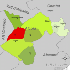 Localización en la comarca de l'Alcoià