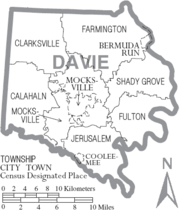 Archivo:Map of Davie County North Carolina With Municipal and Township Labels