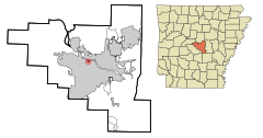 Pulaski County Arkansas Incorporated and Unincorporated areas Cammack Village Highlighted.svg