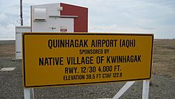 Sign at Quinhagak, Alaska airport (May 2011).jpg
