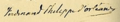 Signature of Prince Ferdinand Philippe, Duke of Orléans in 1841