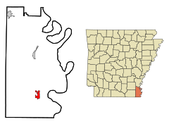 Chicot County Arkansas Incorporated and Unincorporated areas Eudora Highlighted.svg