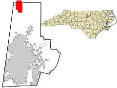 Durham County North Carolina incorporated and unincorporated areas Rougemont highlighted.svg