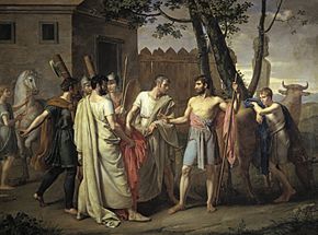 Archivo:Juan Antonio Ribera - Cincinato abandona el arado para dictar leyes a Roma, 1806