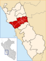 Location of the province Huaral in Lima