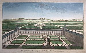 Archivo:Madrid Vue Perspective du Palais Royal et des Jardins du Buen Retiro