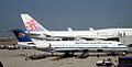 Mandarin Airlines Fokker 100 and China Airlines B747-409 at Taiwan Taoyuan International Airport