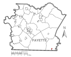 Map of Markleysburg, Fayette County, Pennsylvania Highlighted.png