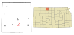 Phillips County Kansas Incorporated and Unincorporated areas Glade Highlighted.svg