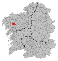 Municipio de La Baña en el mapa de Galicia
