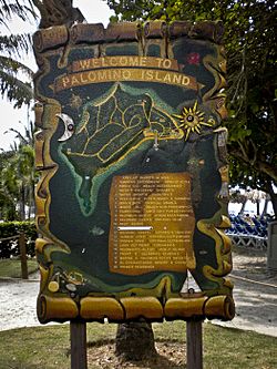 Welcome to Palomino Island sign in Cabezas, Fajardo, Puerto Rico.jpg