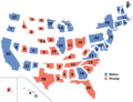 2020 Scaled election map with Nebraska and Maine's differing votes