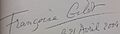 Autographe Francoise Gilot