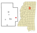 Calhoun County Mississippi Incorporated and Unincorporated areas Vardaman Highlighted