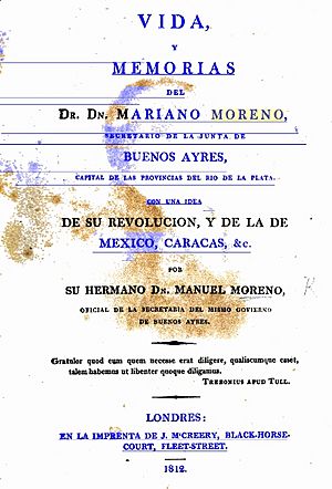 Archivo:Caràtula Vida y Memorias Mariano Moreno