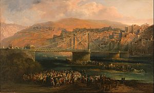 Archivo:Jenaro Pérez Villaamil - View of City of Fraga and its Hanging Bridge - Google Art Project