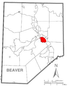 Map of Monaca, Beaver County, Pennsylvania Highlighted.png