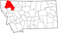 Map of Montana highlighting Flathead County