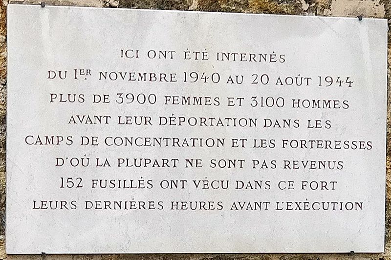 Plaque internes Fort de Romainville