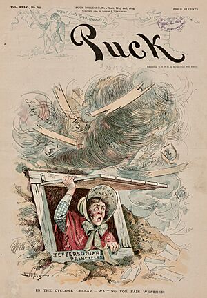 Archivo:Puck magazine cover 2 May 1894 - In the cyclone cellar, waiting for fair weather