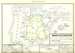 Archivo:T.V.(1857) - (16) MAPA DE TODAS LAS DIÓCESIS DE ESPAÑA DE SUS ISLAS ADYACENTES