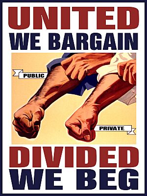Archivo:United We Bargain Divided We Beg Two Forearms in Unison By DonkeyHotey