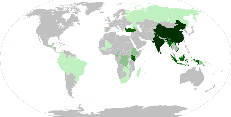 World Map Tea Production