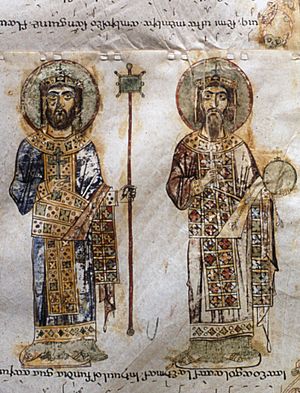 Basil II & Constantine VIII in the Exultet roll.jpg