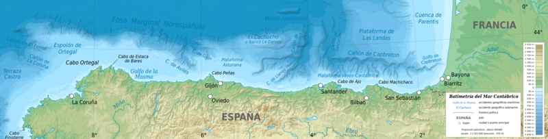 Cantabrian Sea bathymetric map-es