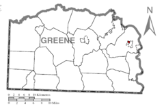 Map of Carmichaels, Greene County, Pennsylvania Highlighted.png