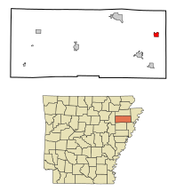 Poinsett County Arkansas Incorporated and Unincorporated areas Lepanto Highlighted.svg