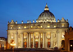 Archivo:Saint Peter's Basilica at sunset
