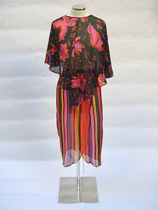 1972 pink, purple and black "Insects" dress by Yannis Tseklenis