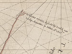 Archivo:Caert van't Landt van d'Eendracht (detail showing Willems River)