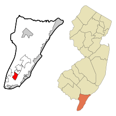 Cape May County New Jersey Incorporated and Unincorporated areas Erma Highlighted.svg