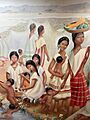 Detalle del mural "La educación en la época Mexica" Regina Raull, 1964 (retrato Eva Sámano)