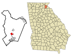 Habersham County Georgia Incorporated and Unincorporated areas Demorest Highlighted.svg