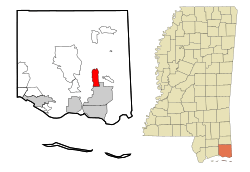 Jackson County Mississippi Incorporated and Unincorporated areas Escatawpa Highlighted.svg