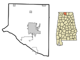 Limestone County Alabama Incorporated and Unincorporated areas Mooresville Highlighted.svg